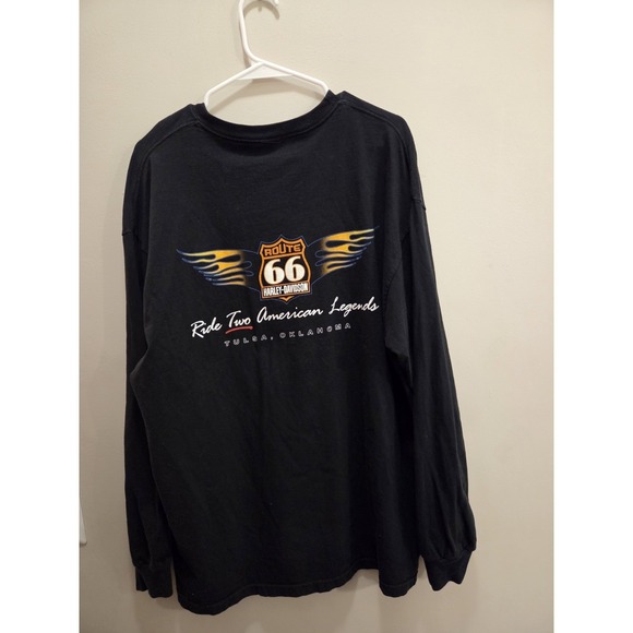 Harley Davidson Route 66 T Shirt Tulsa Oklahoma Graphic Tee Faded Men's Large - Picture 4 of 5